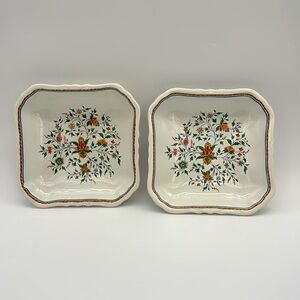 Vintage Set Of 2 Gien France 5 Inch Square Trays